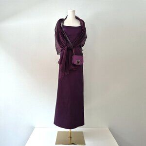 Purple vintage gown with scarf, European size 36 (XS)